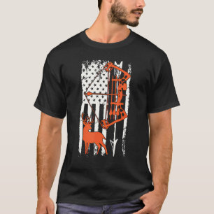 Bow Deer Hunting American Flag  For Bow Hunting T-Shirt