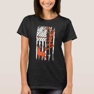 Bow Deer Hunting American Flag For Bow Hunting T-Shirt