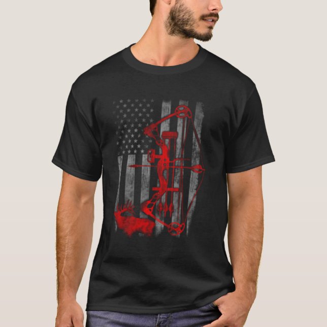 Bow Deer Hunting Flag Archery T-Shirt (Front)