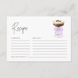 Bow Espresso Martini Bridal Shower Recipe Enclosure Card