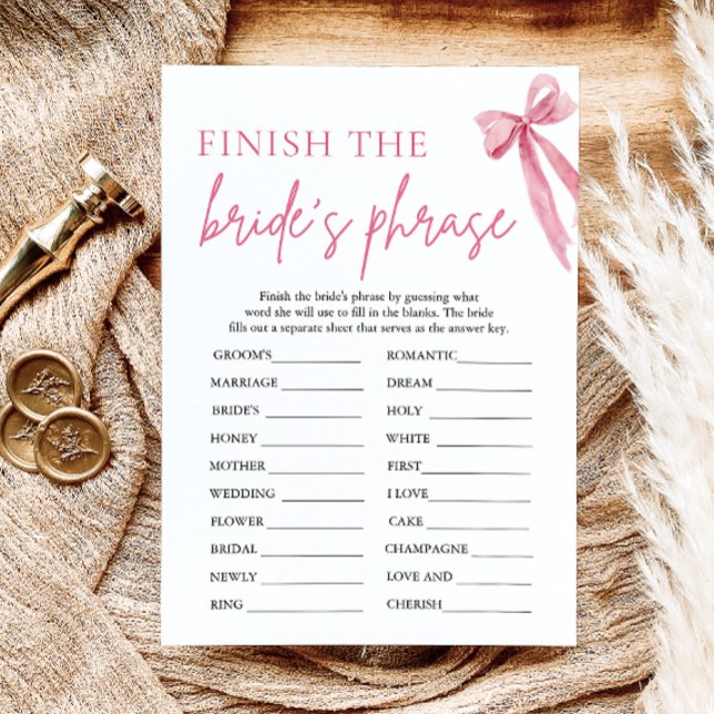 Bow Finish the Bride's Phrase Bridal Shower Game Invitation (Bow Finish the Bride's Phrase Bridal Shower Game)