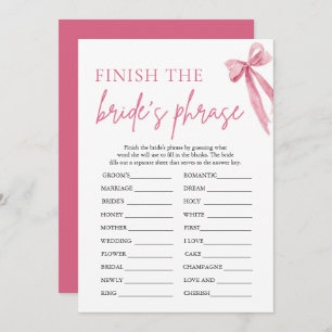 Bow Finish the Bride's Phrase Bridal Shower Game Invitation
