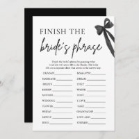 Bow Finish the Bride's Phrase Bridal Shower Game