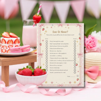 Bow First Birthday Ever or Never game card