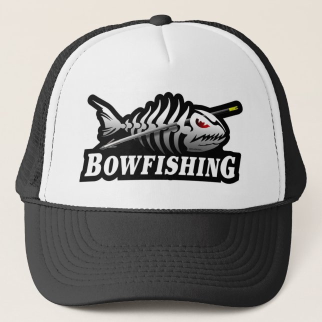 Bow Fishing Skeleton Bone fish Trucker Hat (Front)