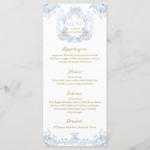Bow Floral Crest Rustic Elegant Blue Baby Boy Show Menu