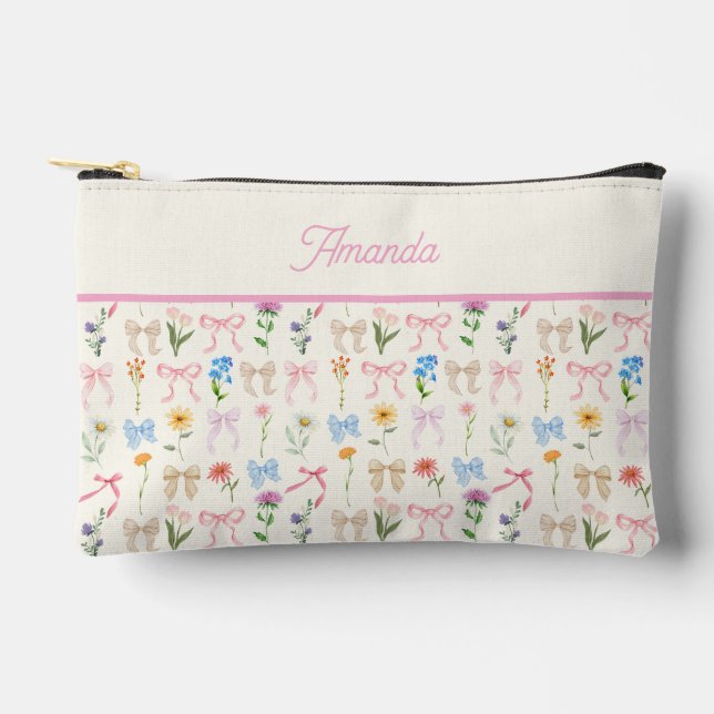 Bow Floral Elegant Grace Trendy Accessory Pouch (Front)
