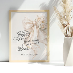 Bow Floral How Many Bows Baby Shower Game Poster
