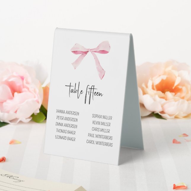 Bow floral Seating Chart Table Tent Sign (In SItu (Wedding))