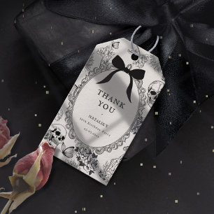 Bow Floral Skull RIP Twenties 30th Birthday Party Gift Tags