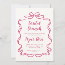 Bow frame coquette bridal brunch shower invitation