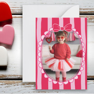 Bow Frame Kid Photo Valentine Card, Child School Card