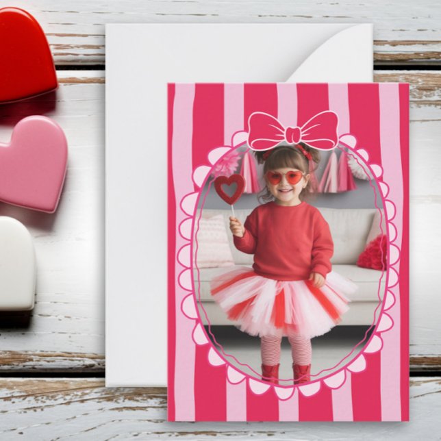 Bow Frame Kid Photo Valentine Card, Child School Card (Creator Uploaded)