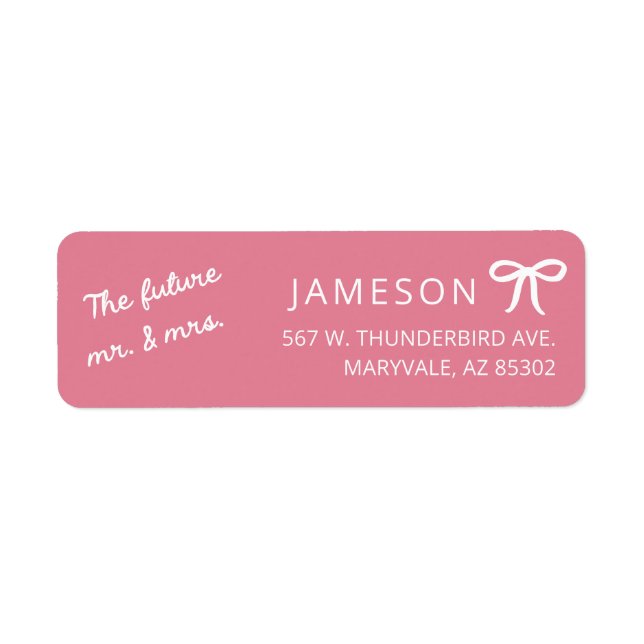 Bow Future Mr and Mrs Wedding Return Address Label (Front)