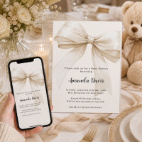 Bow gender neutral ivory beige Baby Shower