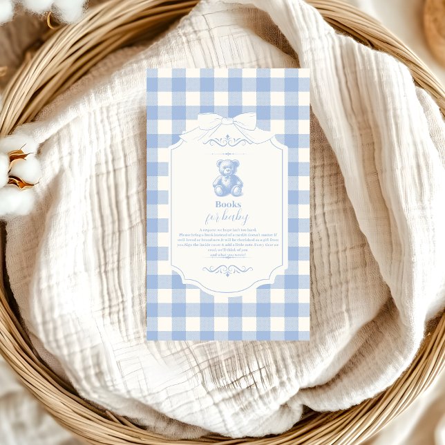 Bow Gingham French Teddy Bear  Books for Baby Enclosure Card (Creator Uploaded)