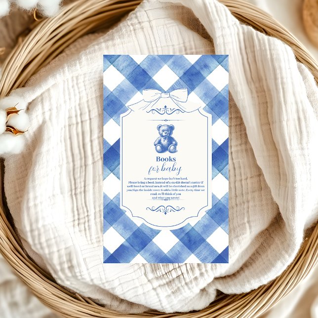 Bow Gingham French Teddy Bear  Books for Baby Enclosure Card (Creator Uploaded)