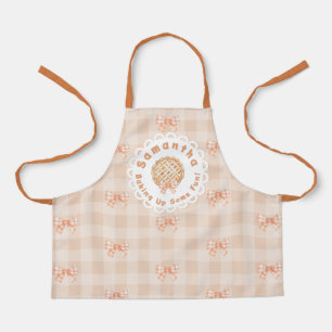 Bow gingham kids baking birthday party apron