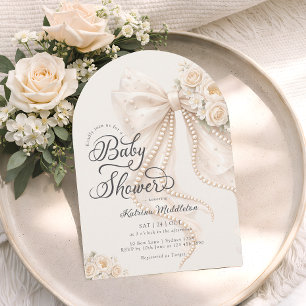 Bow Girl Baby Shower Invitation