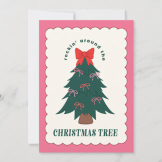 Bow Girly Christmas Tree Holiday Card