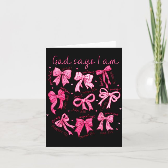 Bow God Say I Am Christian Girl Teen Women Bible V Card (Front)