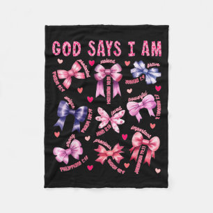 Bow God Say I Am Christian Girl Teen Women Bible V Fleece Blanket