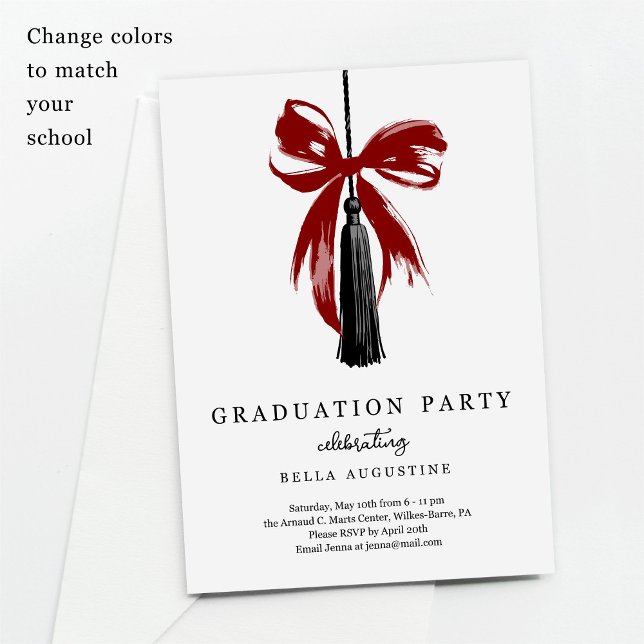 Bow Graduation Invitation Girl High School College (Creator Uploaded)