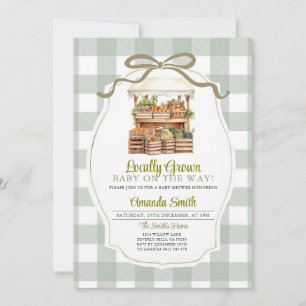 Bow Green Sage Locally Grown Market Baby Shower Invitation