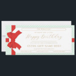 Bow Green Stripe Happy Birthday Gift Voucher Card<br><div class="desc">This birthday gift voucher design features a bow gift tag design. All of the text is fully editable. For more advanced customisation of this design,  simply select the "Customise It" button above.</div>