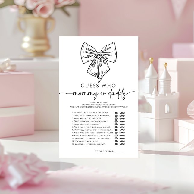 Bow Guess Who Mummy or Daddy Baby Girl Shower Game (Creator Uploaded)