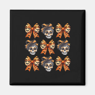 Bow Halloween Spooky Season Skeleton Cute Women Magnet