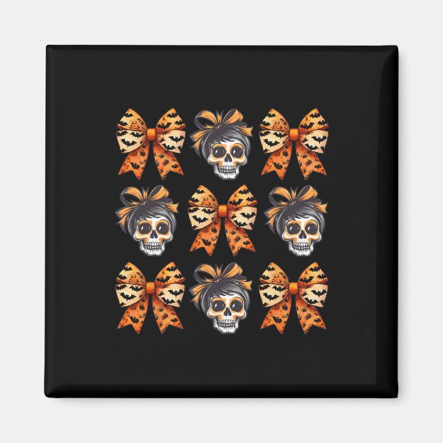 Bow Halloween Spooky Season Skeleton Cute Women  Magnet (Front)