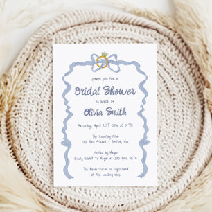 Bow hand drawn Bridal shower party invitation