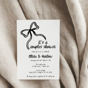 Bow hand illustrated Couple shower invitation