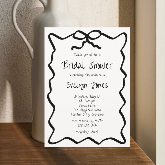 Bow Handwritten Bridal Shower Invitation (Creator Uploaded)