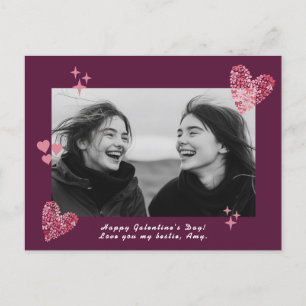 Bow Hearts Galentine's Day Custom Photo & Text Postcard