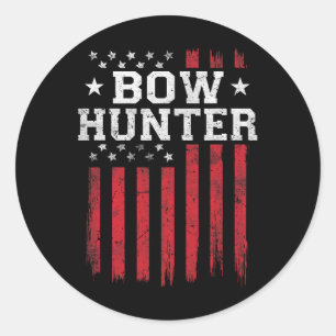 Bow Hunter American Flag USA Patriot Patriotic Hun Classic Round Sticker