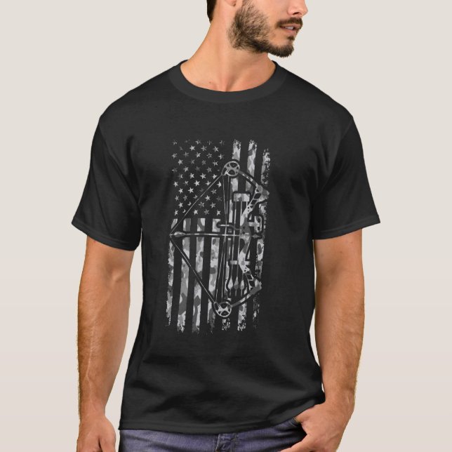 Bow Hunter Archery Bowhunter Broadhead USA Flag  2 T-Shirt (Front)