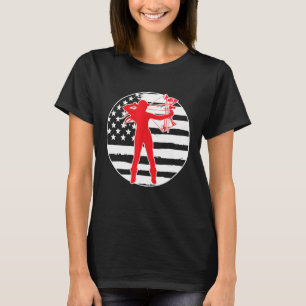 Bow Hunting Archery American Usa Flag 4th Of July T-Shirt