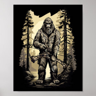 Bow Hunting Bigfoot Funny Hunting Gift Poster