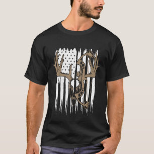 Bow Hunting Deer American Flag Archery Hunter Men  T-Shirt