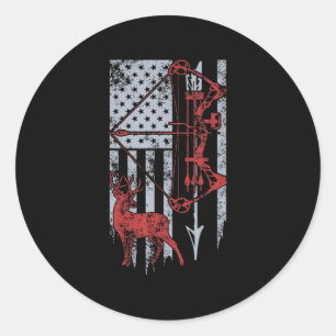 Bow Hunting Deer Flag for Men Or Women Hunters Classic Round Sticker