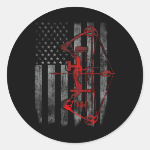Bow Hunting Flag Archery Funny Hunting Gift Classic Round Sticker