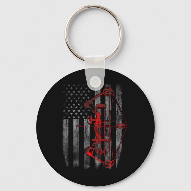 Bow Hunting Flag Archery Funny Hunting Gift  Key Ring (Front)