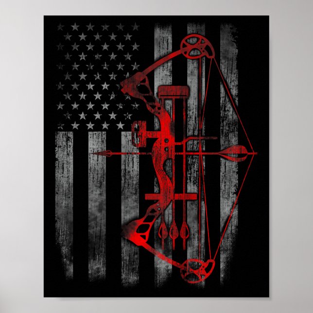 Bow Hunting Flag Archery Funny Hunting Gift  Poster (Front)