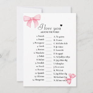 Bow I love you around the world bridal game Card