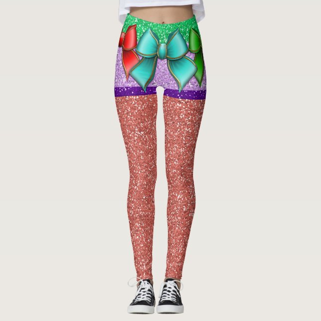Bow Illusion Diamonds Pop Fashion Leggings (Front)
