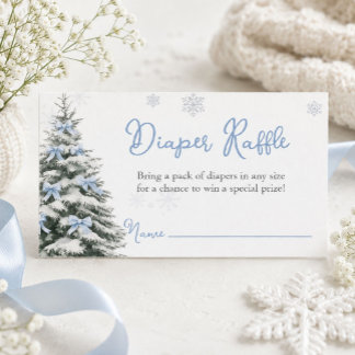 Bow It's Cold Outside Baby Shower Diaper Raffle Enclosure Card