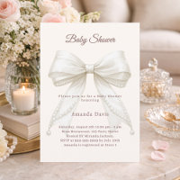 Bow ivory cream pearls elegant neutral Baby Shower