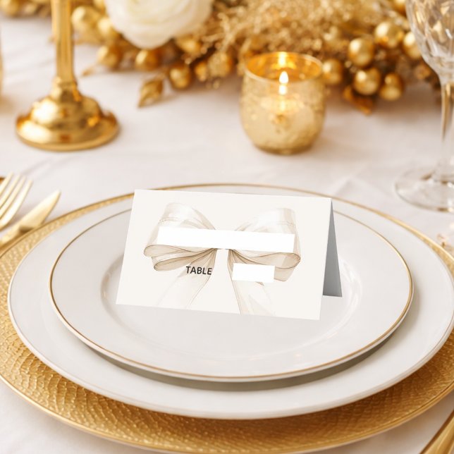 Bow Ivory Place Cards Elegant Folded (Creator Uploaded)